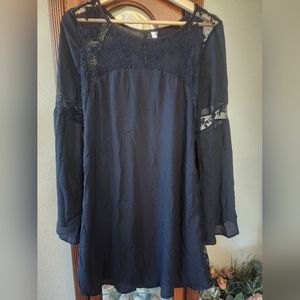 Long Sleeve Lace Dress Black Small